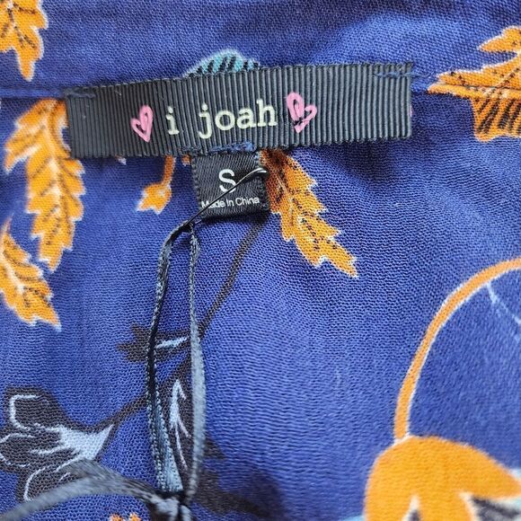 NWT I Joah Blue & Orange Floral Long Sleeve Blouse (S) - Picture 5 of 5